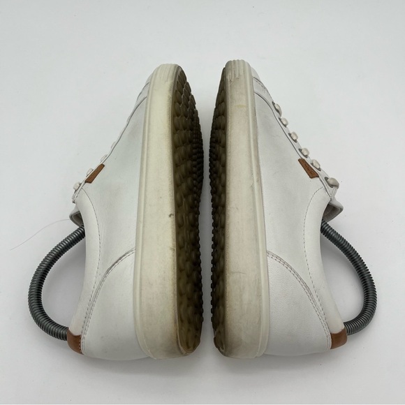 ECCO SOFT 7 White Leather Sneakers Women’s Size 7 (38) Shoes Orthotic Oxfords - Picture 2 of 11